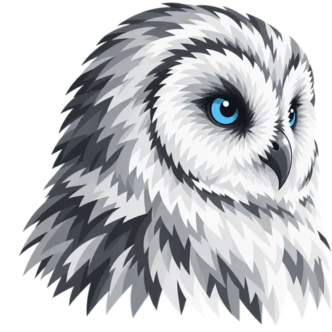 Owl, the careful gambler, drawn in blue